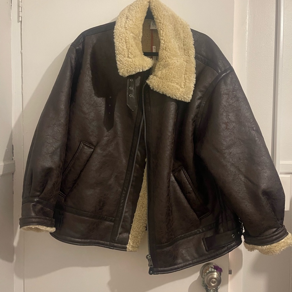 NWT Urban Outfitters longline aviator faux fur jacket !!